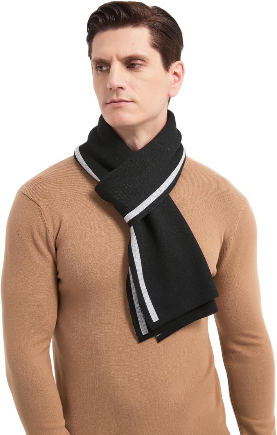 Mens Classic Cashmere Scarves Men's Winter Long Soft Plaid Winter Warm Thick Neckwear Knitted Scarf for Men - Image 5