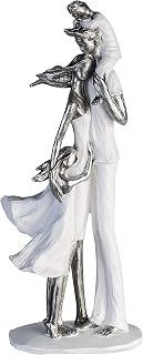 Casablanca Skulptur Familienglück, Deko Figur Weiß, Kunstharz Statue Wohnzimmer, Büro Dekoration H. 37 cm x B. 16 cm - Couple Familien Skulpturen, Zusammenhalt Familie