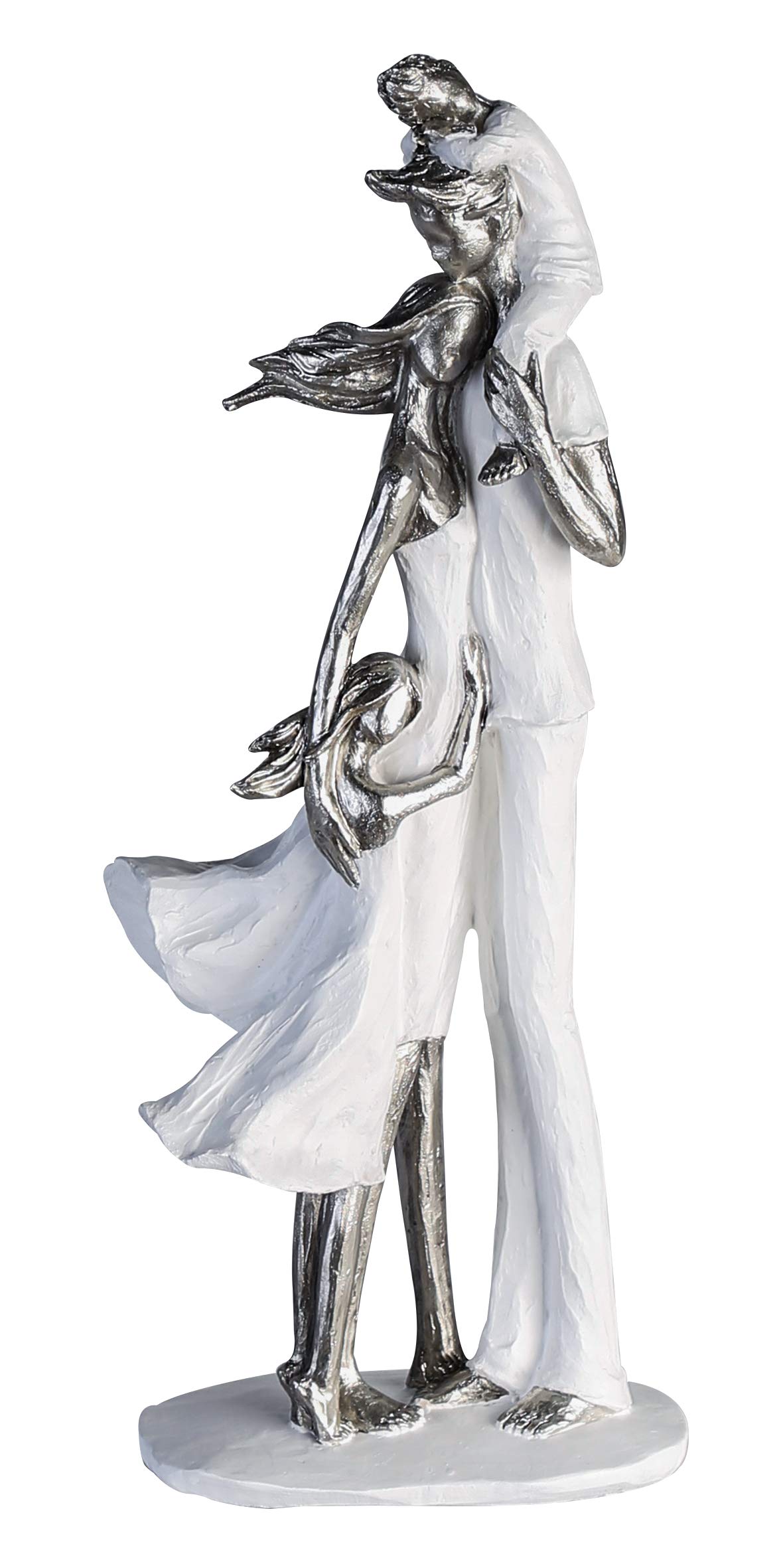 Casablanca Skulptur Familienglück, Deko Figur Weiß, Kunstharz Statue Wohnzimmer, Büro Dekoration H. 37 cm x B. 16 cm - Couple Familien Skulpturen, Zusammenhalt Familie