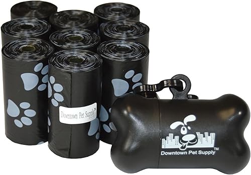 Downtown Pet Supply Bolsas para excrementos para perros con dispensador, 180 unidades, bolsas de basura de perros a prueba de fugas y soporte para