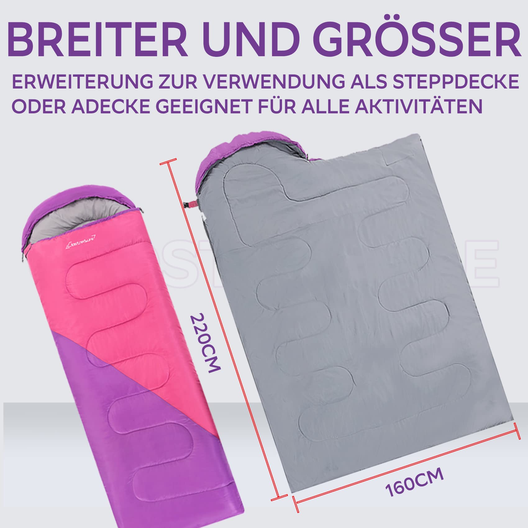 Clostnature Schlafsack Outdoor mit Erwachsene, Leichter Schlafsäcke für Camping, 3-4 Jahreszeiten Deckenschlafsäcke mit Kleines Packmaß für Damen, Herren, Wandern, Bergsteigen(Rechter Reißverschluss)