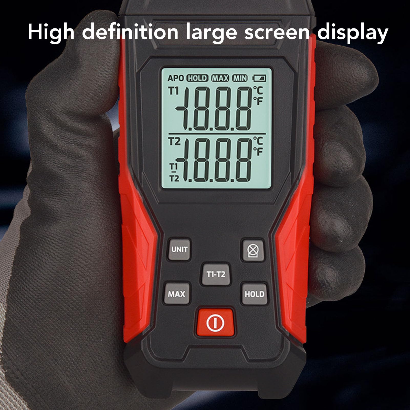 Digitales Thermoelement-Thermometer Vom Typ K, 2-Kanal-Temperaturmessgerät mit Hintergrundbeleuchtetem LCD-Display, Hochpräzises Industriethermometer, Ideal für Messungen von -200 ℃ Bis