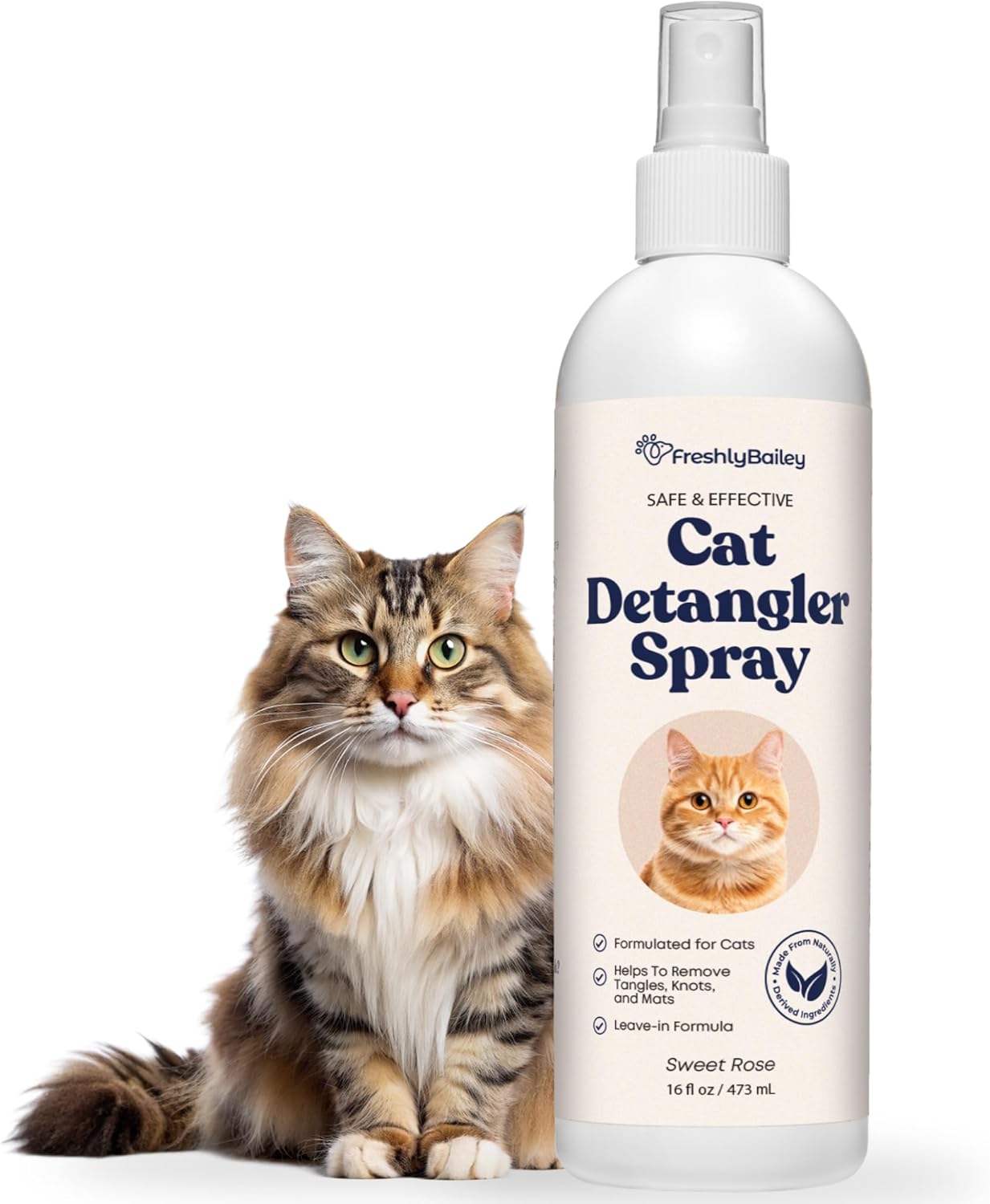 Cat Detangler Spray – Pet Detangling Spray for Cats – Natural Detangler & Leave in Conditioner Spray for Your Cat – Remove Tangles & Condition Pet’s Coat 16 Fl Oz