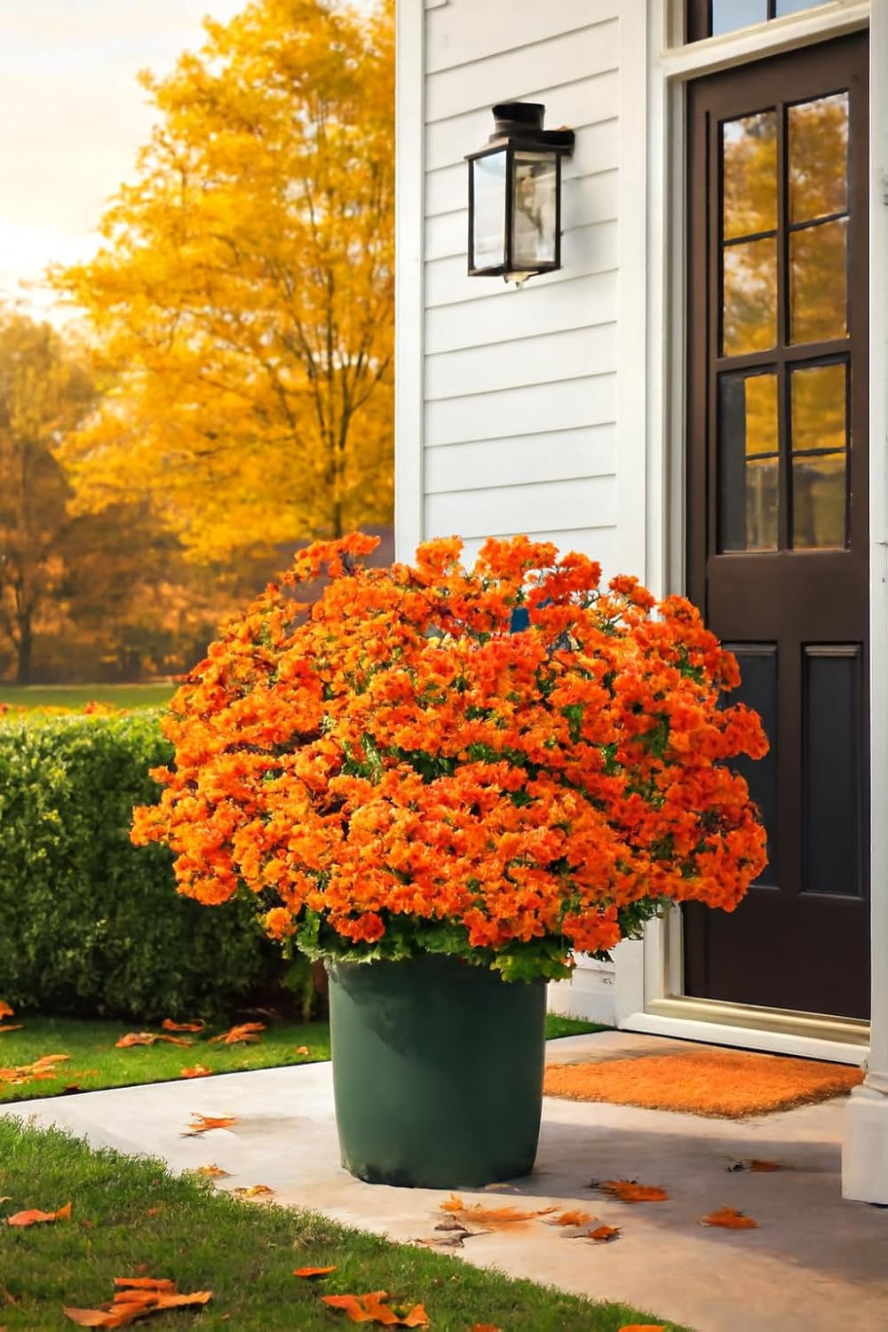 Amazon.com: Artificial Outdoor Sunset Mums Flowers, UV Resistant Faux ...