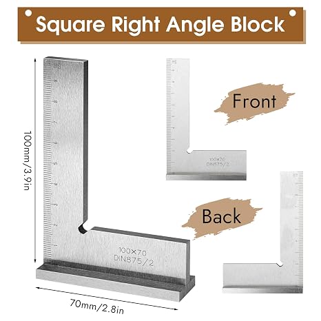 Square Right Angle Blocks, 90 Degree Precision Right Angle Ruler, 100x70mm