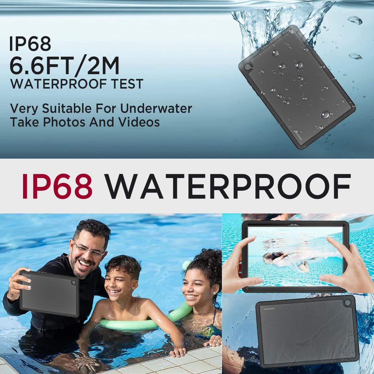 Miimall Compatible for Samsung Galaxy Tab A9+/A9 Plus Waterproof Case, 360 Full-Body TPU Ultra-Thin Transparent PET Front Waterproof Case for Galaxy Tab A9+/A9 Plus 11" 2023(Model SM-X210/X216/X218)