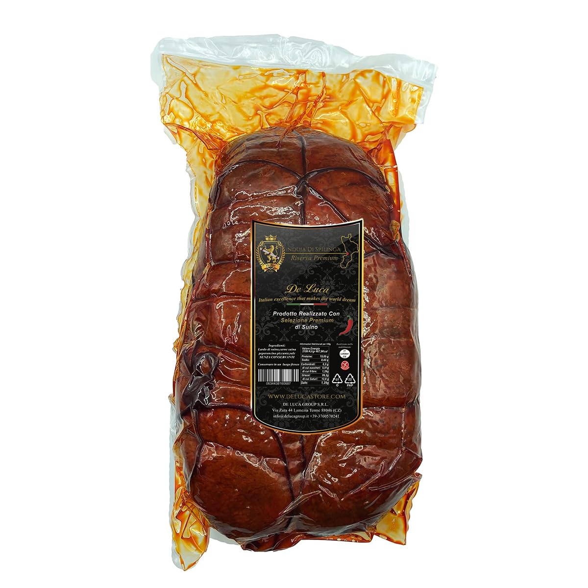 Nduja Di Spilinga Premium Reserve vom schwarzen Schwein De Luca 100% italienisch Hergestellt in Kalabrien De Luca Die italienische Exzellenz, die die Welt zum Träumen bringt 1900 g