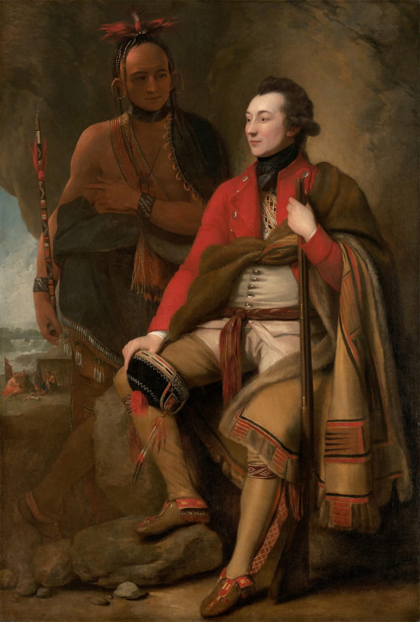 SERENDIPITP Retro Picture Poster Wall Art Pictures Painting Colonel Guy Johnson and Karonghyontye by Benjamin West Wall Art Canvas Print for Wall Decor 60x90cm