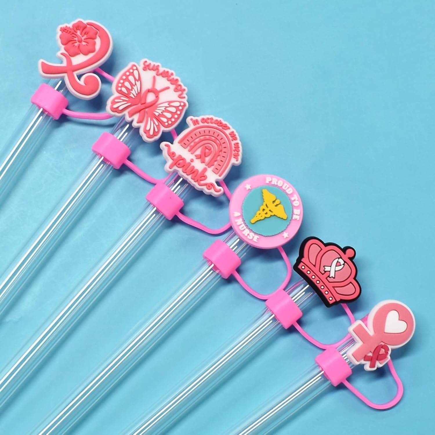 20 Pack Medical Straw Covers Cap for Tumblers, 10mm Cute Dust-Proof Nurse Straw Topper for Water Bottles Stanley Cups Accessories Gifts For Women Party Favors - Image 2