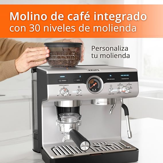 KRUPS Barista Espresso Machine with Built-In Grinder, 30 Settings
