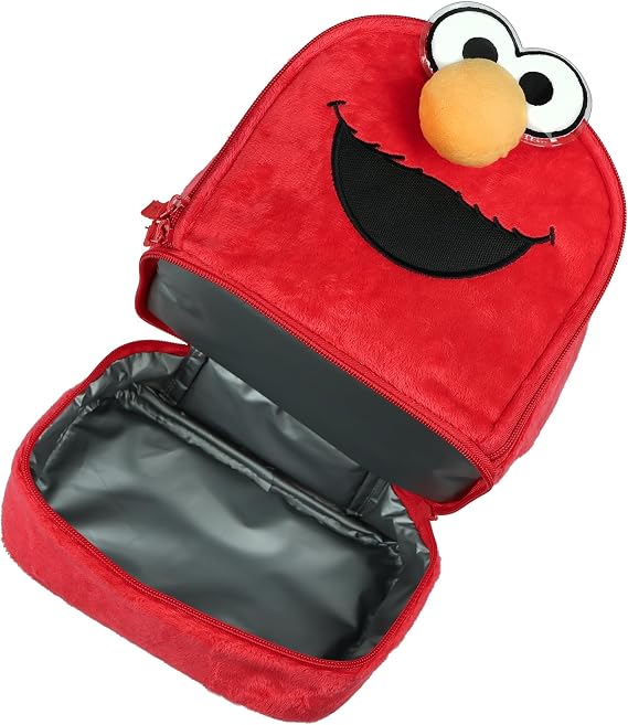 INTIMO Sesame Street Lunch Bag Plush Elmo Insulated Dual Compartment Tote 10