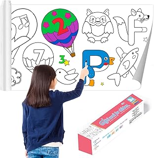 Drawing Paper Roll for Kids DIY Painting Paper 11.8in x 118.1in Roll of Paper for Children's Art Coloring Paper Roll Color Filling Paper Early Educational Toys (Numeric Letters)