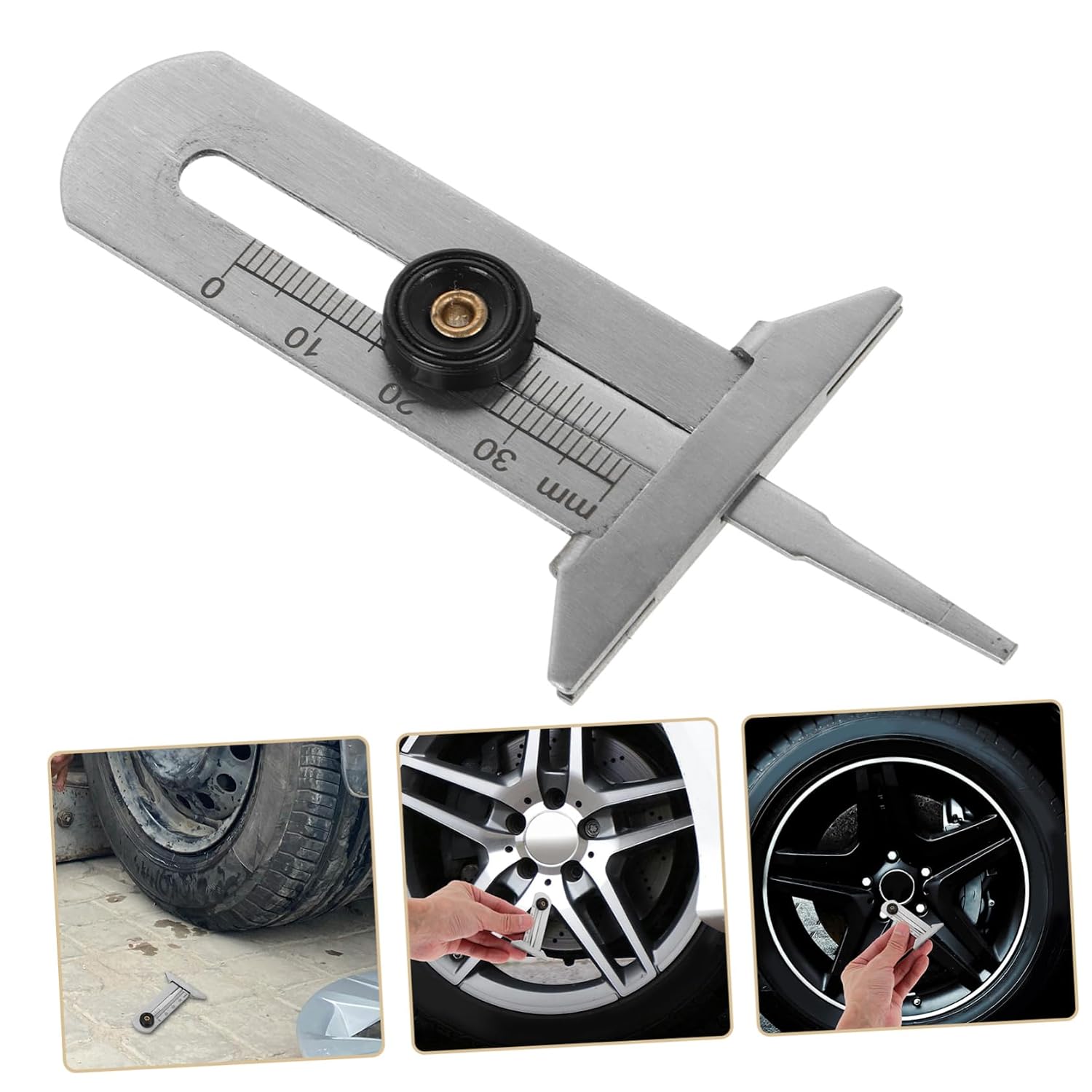 Accurate Tire Tread Depth Gauge Stainless Steel Depth Measurement Tool for Monitoring Tire Wear Essential Tire Gauge for Cars Trucks and Motorcycles