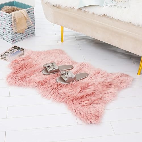 Miniatura 45 de HYSEAS Alfombra de piel de oveja sintética color negro, 2 x 3 pies, paquete de 2, mullida y esponjosa para suelo interior, sofá, silla, dormitorio