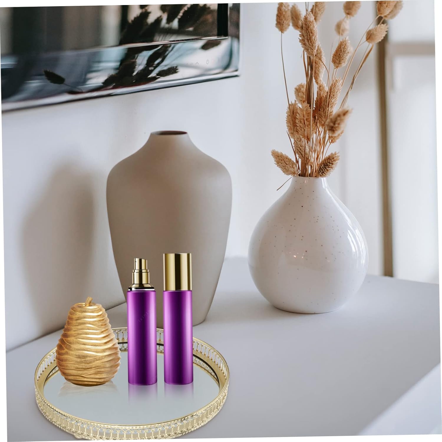 European Style Glass Mirror Tray Decorative Jewelry Organizer and Cosmetics Storage Tray for Dresser Vanity and Bathroom Frame Design
