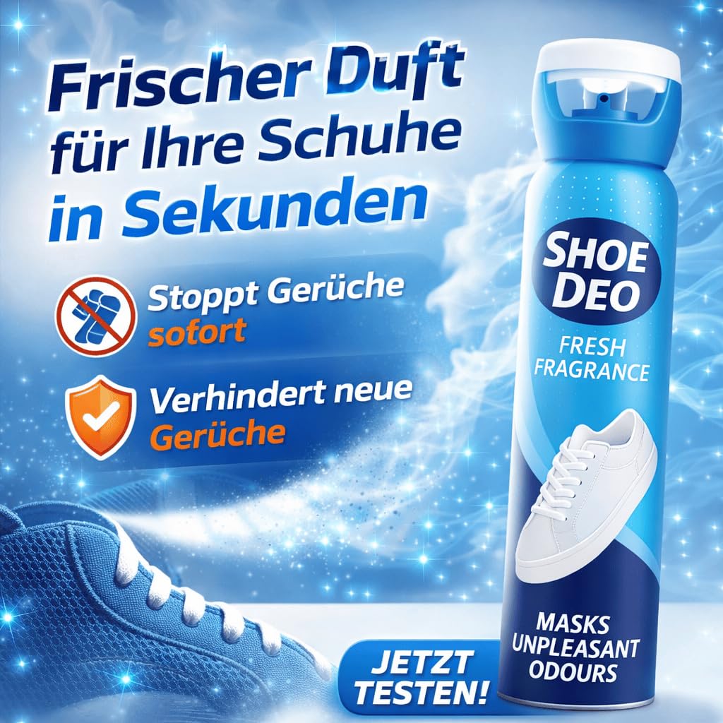 Geruchsstopper Schuhdeo mit angenehmen Duft - 4 Stück je 200ml - Schuhdeodorants Sneaker, Leder oder Textil gegen Geruch und Schweiß Schuhhygiene - Beseitigt effektiv Gerüche