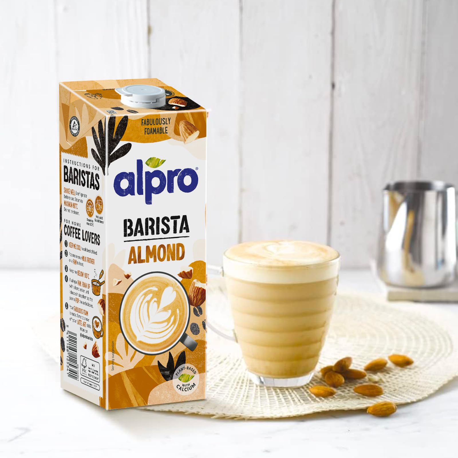 ALPRO BARISTA PROFESSIONAL, Bevanda alla MANDORLA, Naturalmente Senza Lattosio, per Deliziose Creazioni da Bar 100% vegetale - 8 confezioni x 1 Litro