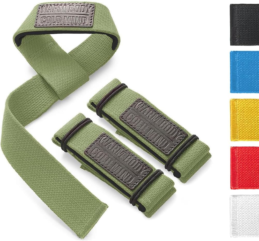 WARM BODY COLD MIND Lasso Lifting Straps with 3 mm / 6 mm Neoprene - Tested at 350 kg - Lifting Straps for Strength Training Fitness Bodybuilding Wrist Wraps Weightlifting Crossfit Gym Deadlift