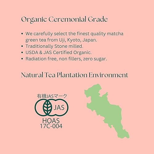 Miniatura 6 de By Shantea Polvo orgánico de matcha de grado ceremonial, lata de 1.06 oz, rico en antioxidantes, procedente de Uji, Japón, tradicionalmente molido a