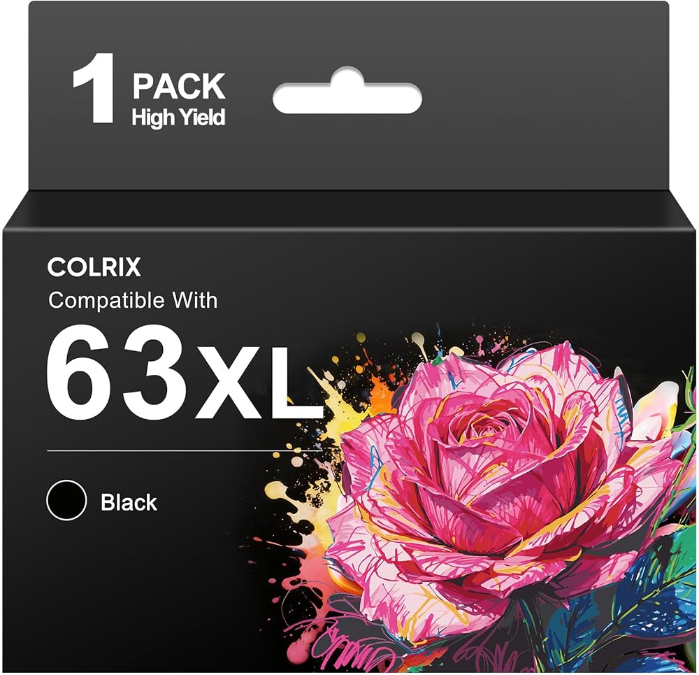 63XL 63 Black Ink Cartridge Compatible for HP63XL 63 Ink Envy 4520 1-Pack — 사진 1