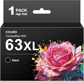 63XL 63 Black Ink Cartridge Compatible for HP63XL 63 Ink Envy 4520 1-Pack