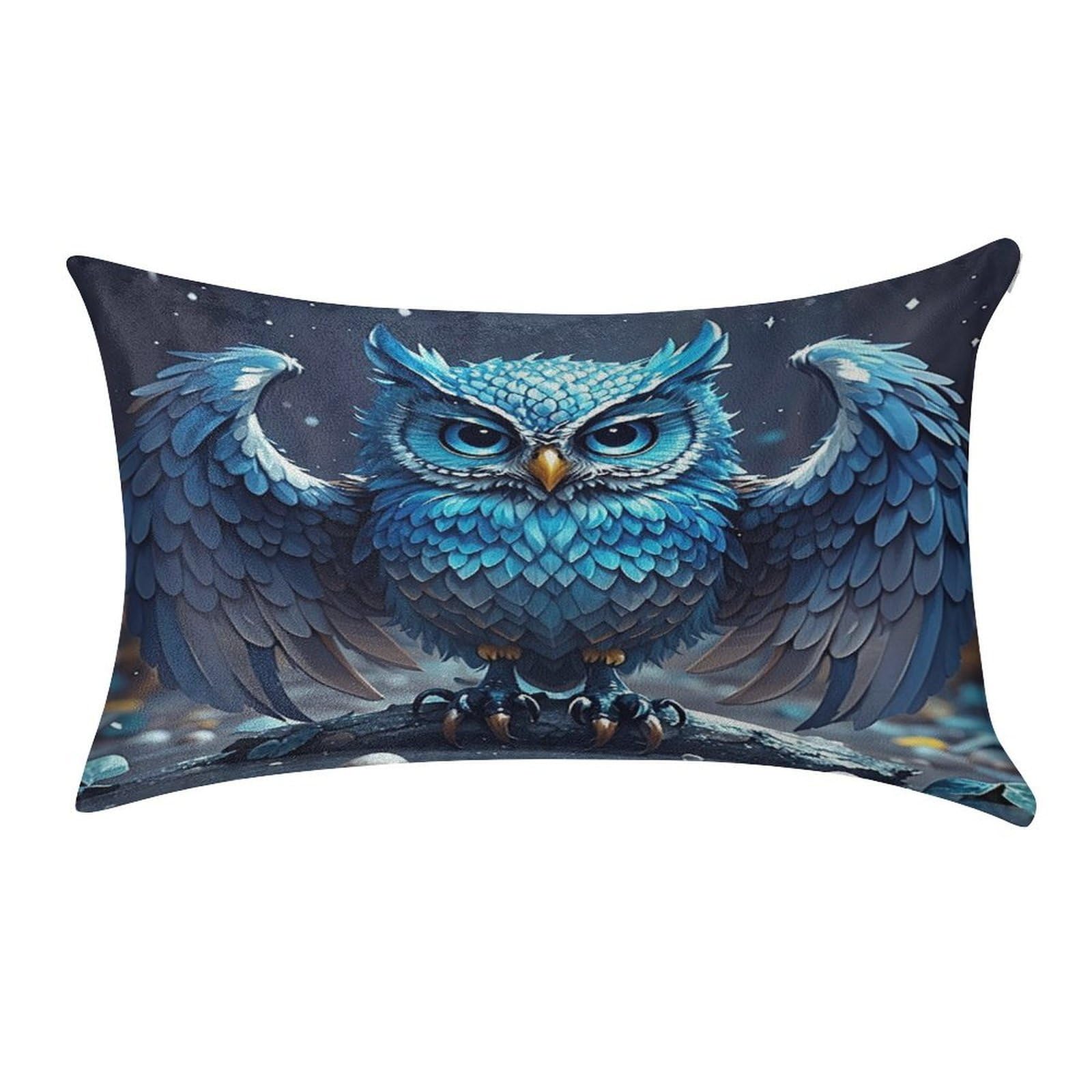 FekiLoot Blue Owl Pillow Cover Modern Lumbar Pillow Covers Easy Care Velvet Pillowcase Super Soft Cushion Case Rectangular Throw Pillow Cover for Couch Sofa Bedroom Car Decor