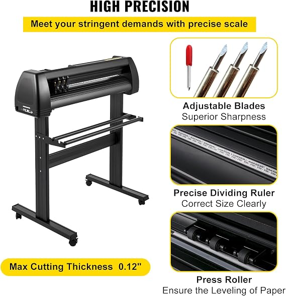 VEVOR Vinyl Cutting Machine Cutting Plotter 870 mm LED Plotter Printer Precise Manual Positioning Software Support for Mac and Windows Systems Adjustable Force & Speed