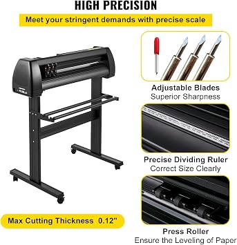 VEVOR Vinyl Cutting Machine Cutting Plotter 870 mm LED Plotter Printer Precise Manual Positioning Software Support for Mac and Windows Systems Adjustable Force & Speed