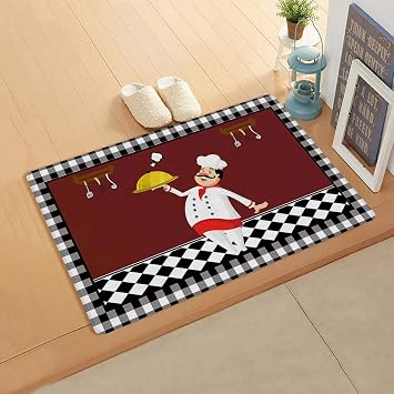 Nice Chef Rectangular Door Mat Indoor Doormat Bath Rugs Non Slip, Washable Cover Floor Rug Absorbent Carpets Floor Mat Home Decor for Kitchen Kitchen Gourmet Knife and Fork 16X24 in