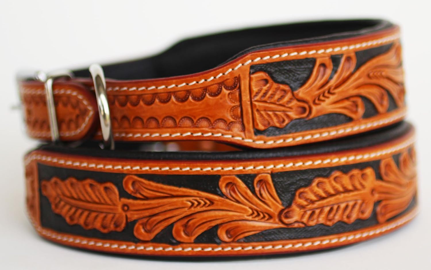 Small 13''- 17'' Dog Puppy Collar Genuine Cow Leather Padded Canine 6096