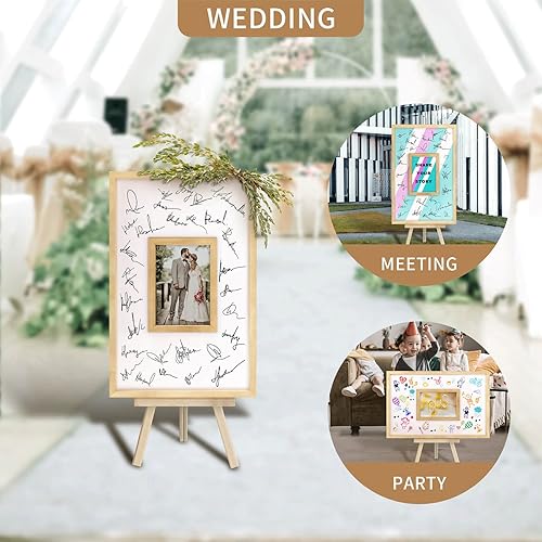 Miniatura 2 de Blustrio Libro de invitados de madera alternativo para boda, 11 x 17 pulgadas, enmarcado y colgable, libro de invitados para baby shower, boda,