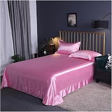 Dark Blue Satin Bedding Bedsheet Pillowcases King Queen Size Solid Color Smooth Flat Sheet Bedspread Soft Bed Cover Home Textile,Bedding