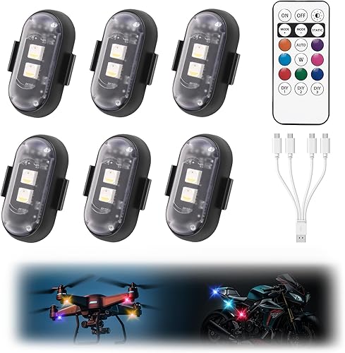 Miniatura 11 de 8 unidades de luces estroboscópicas LED inalámbricas con control remoto, 8 colores impermeables anticolisión, luz de advertencia LED de carga USB,