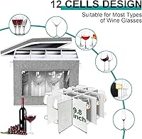 Vista 8 de homyfort 2 Pack Stemware Storage Cases, Wine Glass Storage Box with Dividers, China Crystal Glass Storage Containers Organizer for 24 Glassware Grey