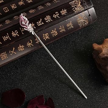 Purple Chinese Japanese Hairpin Chopsticks, Jade Metal Retro Vintage Hair Stick Styling Pins for Women Girl