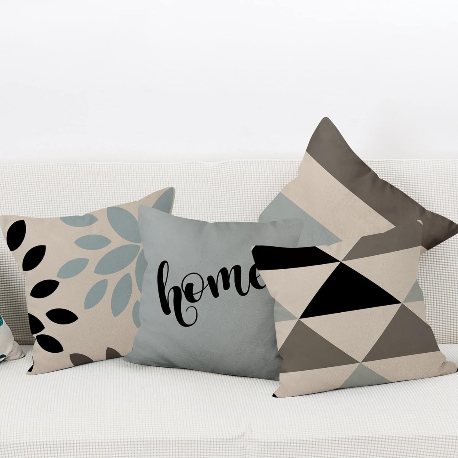 Yeele 20x20inches Modern Geometric Decorative Throw Pillow Covers Farmhouse Home Decor Abstract Accent Pillow Cover Set of 4 Linen Square Cushion Case for Sofa Couch Chair Bed Outdoor Indoor Decor