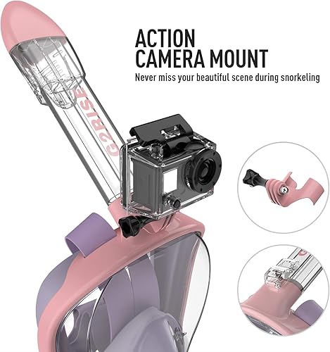 Miniatura 5 de G2RISE Máscara de esnórquel de cara completa para adultos, equipo de esnórquel para niños con soporte de cámara desmontable, respiración segura