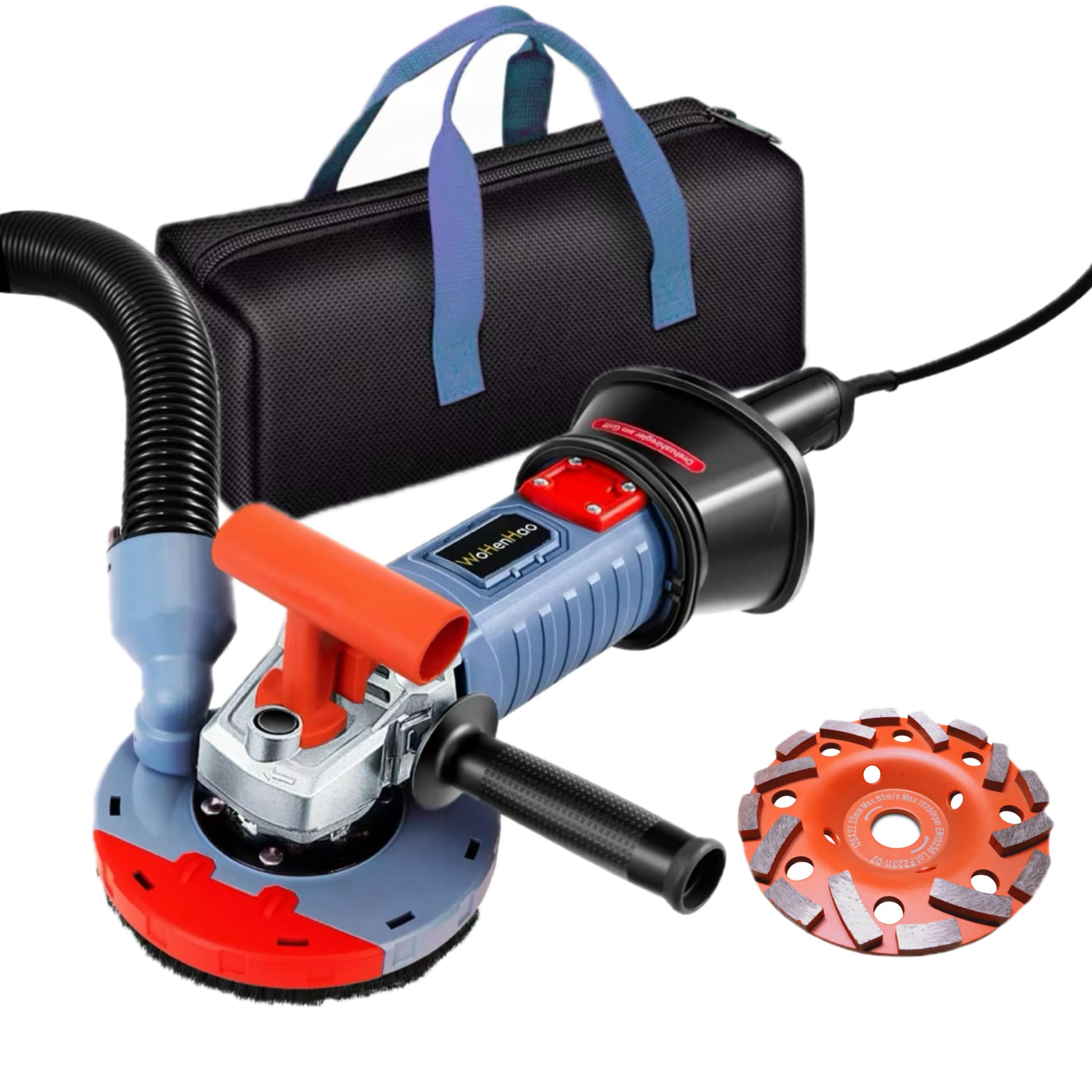 Photo 1 of Wohenhao 5 Inch Concrete Planer 1500W with Dust Extraction Shroud and Diamond Cup Wheel, Floor Carpet Vinyl & Tile Adhesive Removal Machine