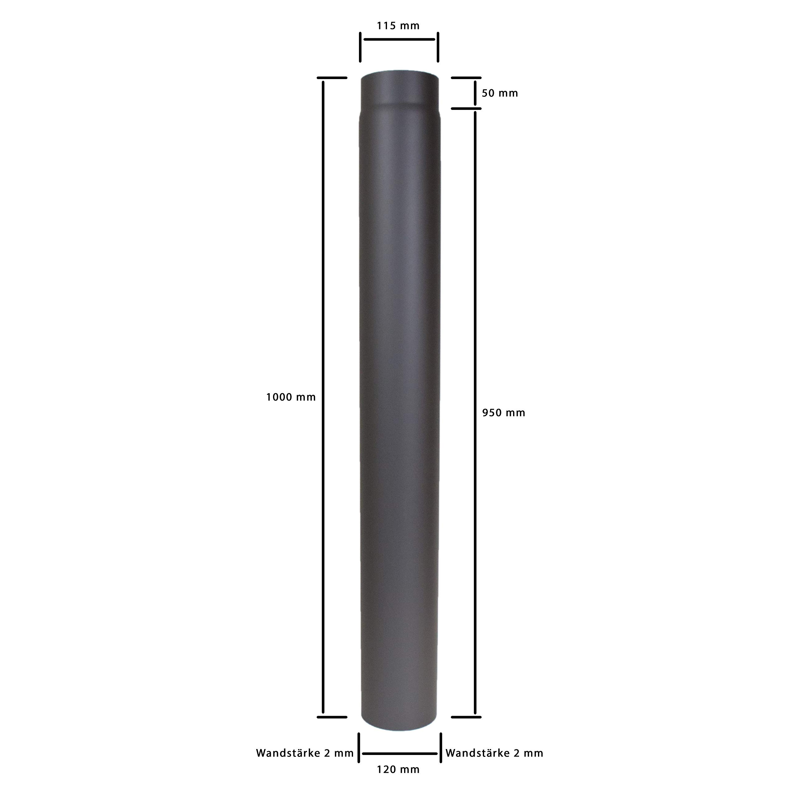 LANZZAS Tubo per stufa, 1000 mm, diametro Ø 120 mm, colore: grigio ghisa
