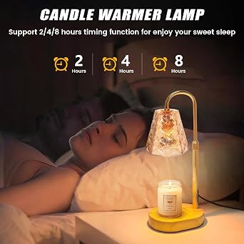 GKXLH Height Adjustable Candle Warmer Lamp with 2 Bulbs (Octagon Champagne) [Energy Class G]