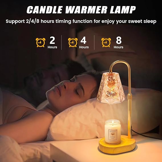 GKXLH Height Adjustable Candle Warmer Lamp with 2 Bulbs (Octagon Champagne) [Energy Class G]