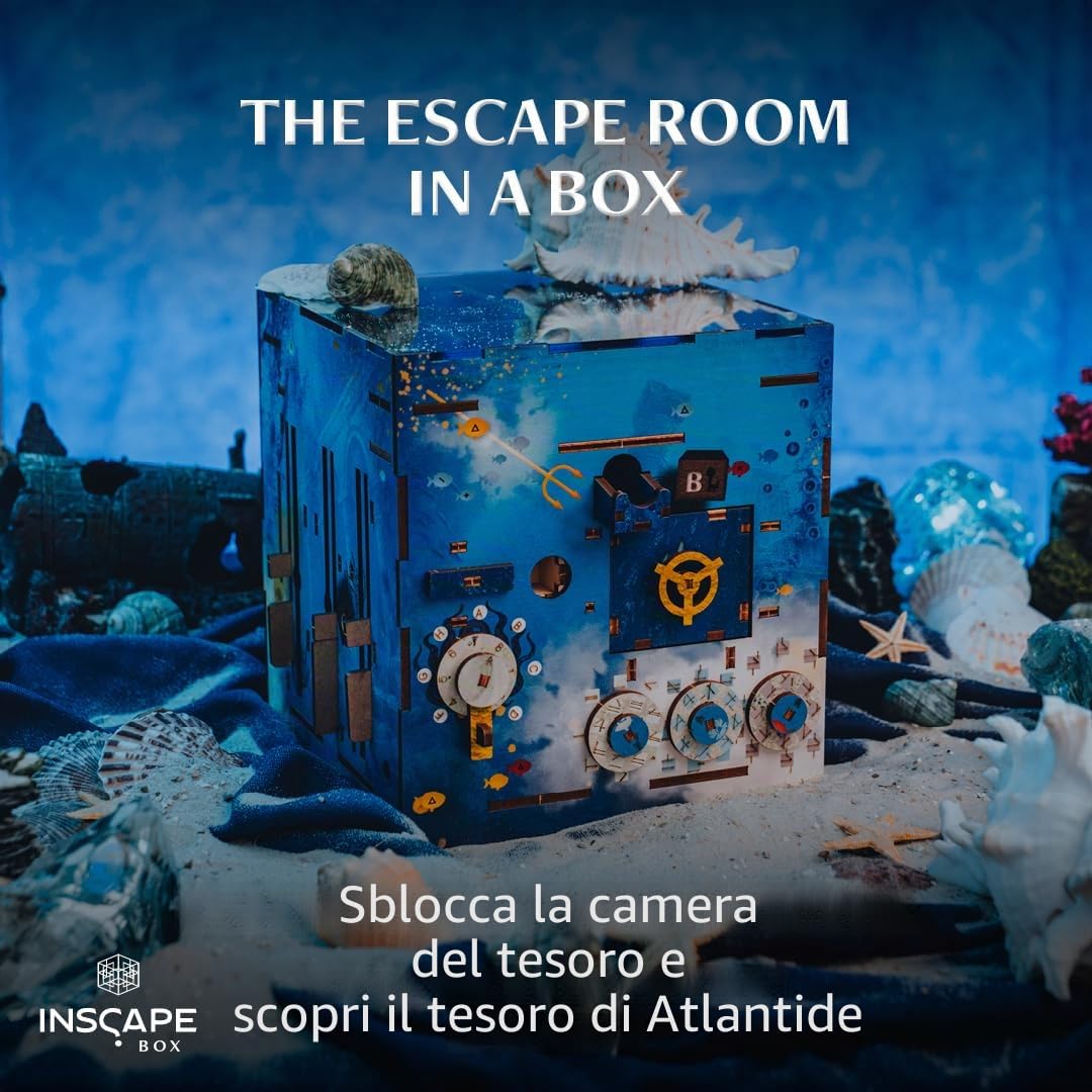 INSCAPE Atlantis Labirinth – Cluebox – Scatola puzzle in legno – Scatola puzzle – Escape Room gioco per adulti e bambini – Giochi di aglio – Puzzle in legno 3D – Giochi di pensiero – Confezione regalo