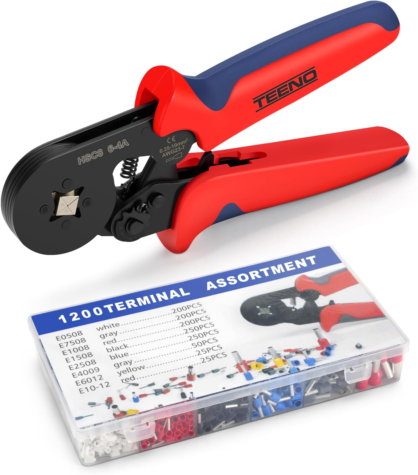 Pince à Sertir Avec 1200 Cosses De Câble,jeu De Cosses De Cable Pince A Cosses De Cable Avec Fonction Cliquet Outil De Sertissage Pour 0 25 10 00mm2 98558229