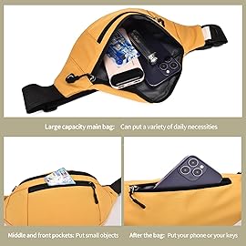 DAITET Large Crossbody Fanny Pack for Men&Women,Waist Bag & Hip Bum Bag for Outdoors Workout Traveling Casual Running Hiking Cycling,Easy Carry Any Phone(Loop Black)