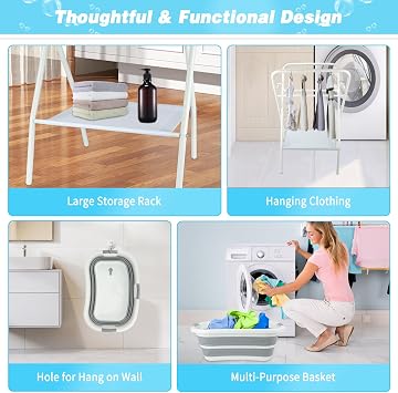 FHTONGE 2 in 1 Collapsible Elevated Dog Bathtub Station with Drain Collar