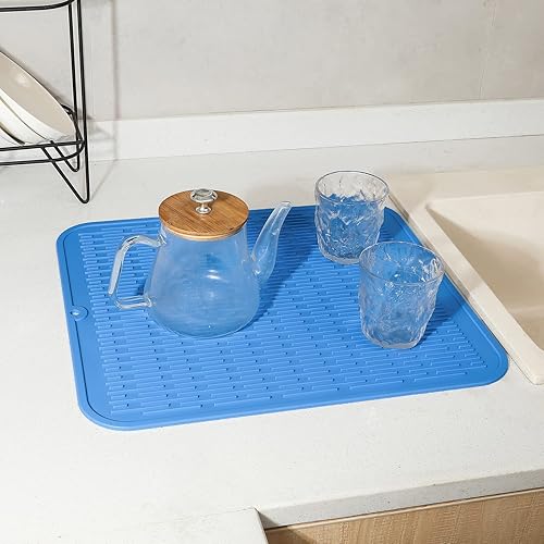 Miniatura 652 de Tapete de silicona para secado de platos para múltiples usos, fácil de limpiar, ecológico, resistente al calor, tapete de silicona para encimera