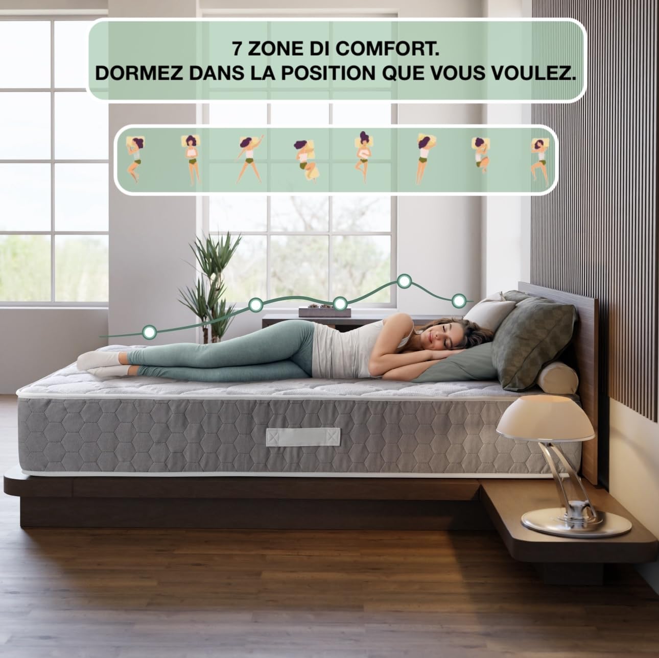 T-ORMU Matelas200x180 Mémoire de Forme Premium – Fermeté Moyenne-Haute Orthopédique – 7 Zones de Confort – Respirant Hypoallergénique – Hauteur 27 cm – Certifié Oeko-TEX