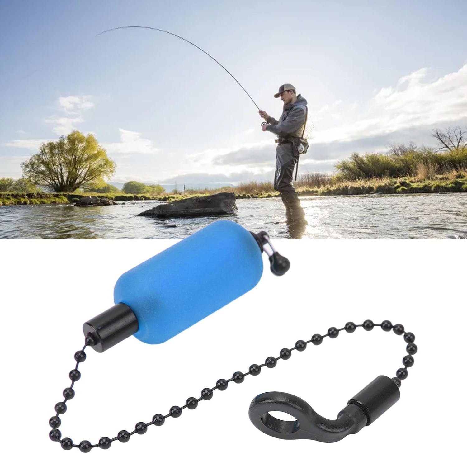 Srliya 3PCS Fishing Alarm Chain Tools Iron Acrylic Portable Fishing Bobbins Hangers Bite Indicator Alerter for Outdoor