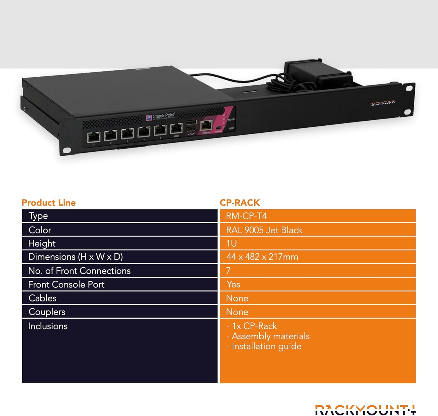 Check Point Firewall Appliance Rack Mount - 1U Server Rack Shelf with Easy Access Front Network Connections, Properly Vented, Customized 19 Inch Rack - RM-CP-T4 by Rackmount.IT