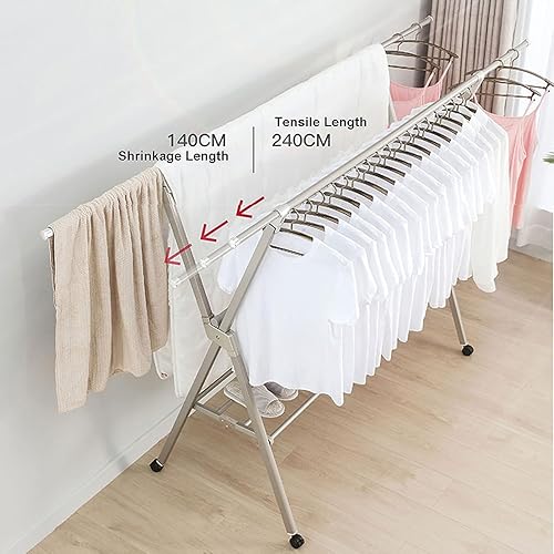 Vista 4 de AMYSTY Clothes Drying Rack Clothes Dryer Rack Adjustable Clothes Drying Rack Foldable Laundry Drying Racks Aluminium Alloy Hanger Rack Portable for